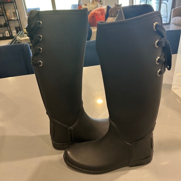 Black Coach Tristee Lace-Up Rain Boots - Picture 1 of 3